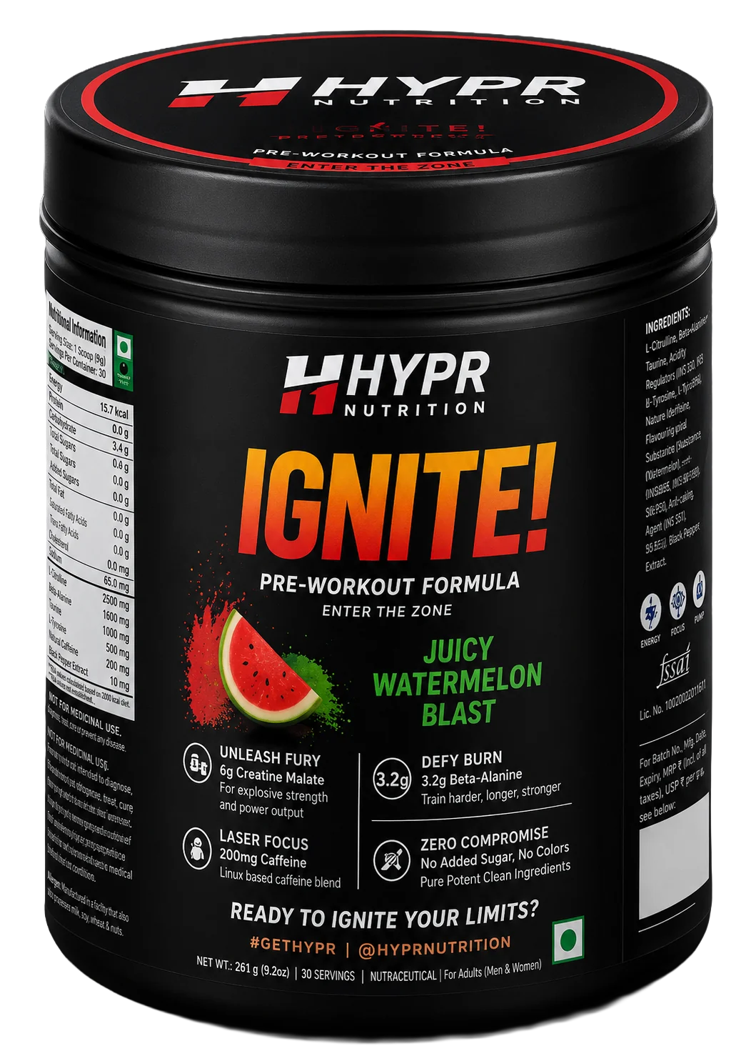 Ignite Pre-Workout Black Jar
